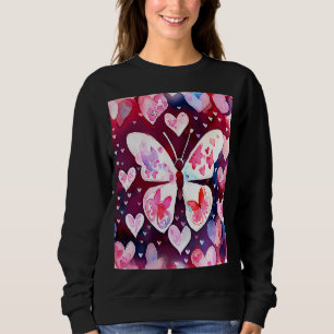 Valentinstag Liebesherz Schmetterling Freundin Ver Sweatshirt