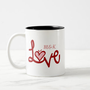 Valentinstag-Liebespaar-Namen Initialen Tasse