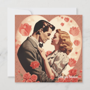 Valentinstag Liebespaar umarmt rote Herzen Feiertagskarte