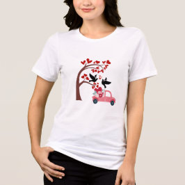 Valentinstag-Liebesvögel & Florales Lastwagen Frau Tri-Blend Shirt
