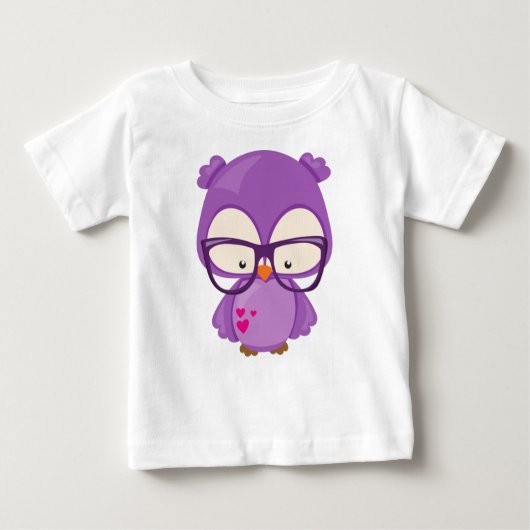 Valentinstag, Lila Eule, Brille, Herz Baby T-shirt (Vorderseite)