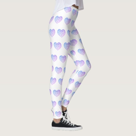 Valentinstag Lila HERZ Frauen Leggings (Rechts)