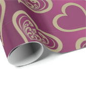Valentinstag Lila in braunen Herzen Geschenkpapier (Rolleneckpunkt)