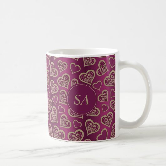 Valentinstag Lila in braunen Herzen Kaffeetasse (Rechts)