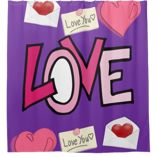 Valentinstag lila Liebe Duschvorhang (Vorderseite)