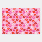 Valentinstag Lippen mit Text rosa weiß Geschenkpapier Set (Vorderseite)