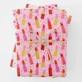 Valentinstag Lipsticks und Herz Geschenkpapier Set (Beispiel)