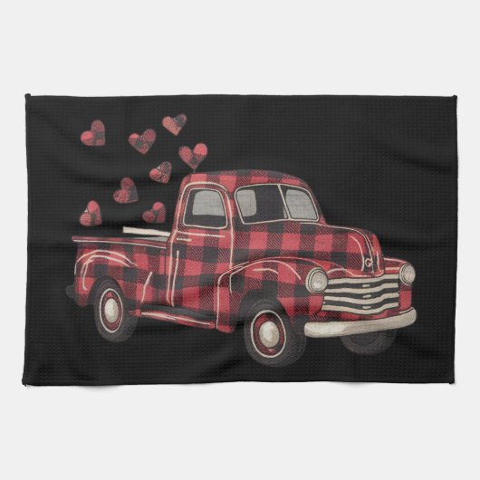 Valentinstag LKW Funny Buffalo Kariert Leopard Geschirrtuch (Horizontal)