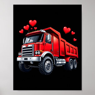 Valentinstag-LKW, Kipper mit Herzen, Bauliebe Poster