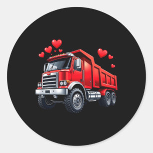 Valentinstag-Lkw, Kipper mit Herzen, Bauliebe Runder Aufkleber
