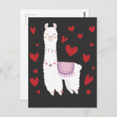 Valentinstag Llama Alpaca Hearts Girl Boy Kinder Postkarte (Vorne/Hinten)