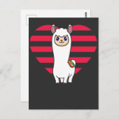 Valentinstag Llama Alpaca Herz Liebe Postkarte (Vorne/Hinten)