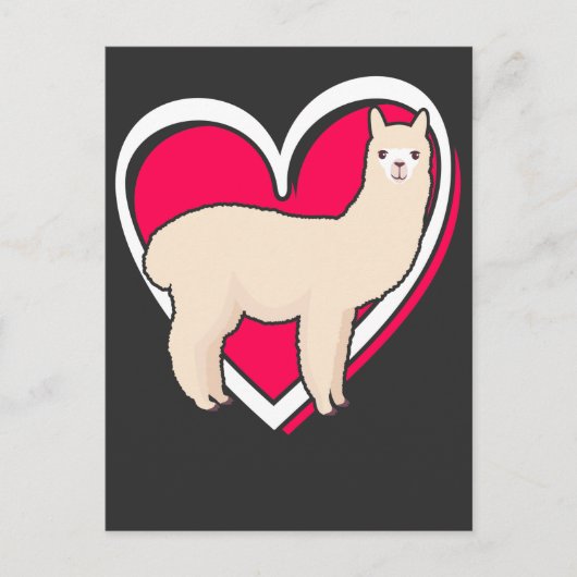 Valentinstag Llama Alpaca Liebe Girl Boy Kinder Postkarte (Vorderseite)