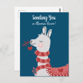 Valentinstag Llama-Liebe Postkarte (Vorne/Hinten)