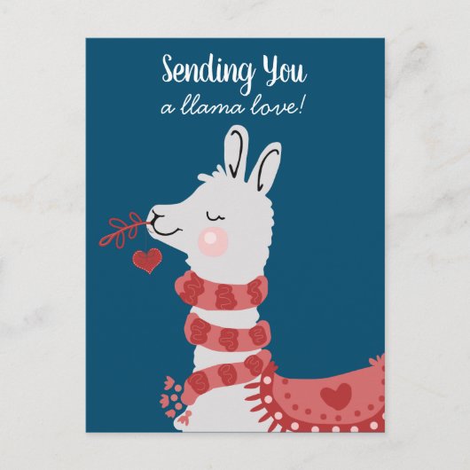 Valentinstag Llama-Liebe Postkarte (Vorderseite)