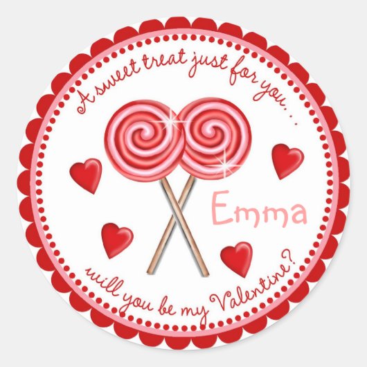 Valentinstag Lollipop Stickers (Vorderseite)