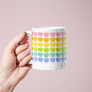 Valentinstag Love You Regenbogen-Herzen-Tasse Kaffeetasse