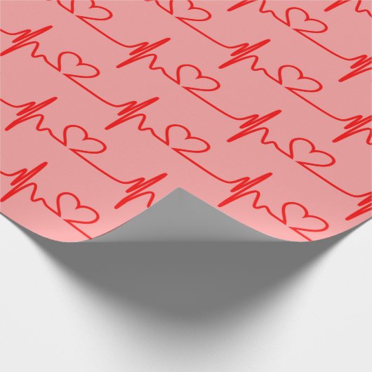 Valentinstag Lover's Heartbeats Geschenkpapier (Ecke)