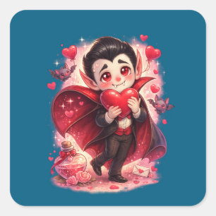 Valentinstag Lustiger Dracula-Aufkleber – Süße Lie Quadratischer Aufkleber