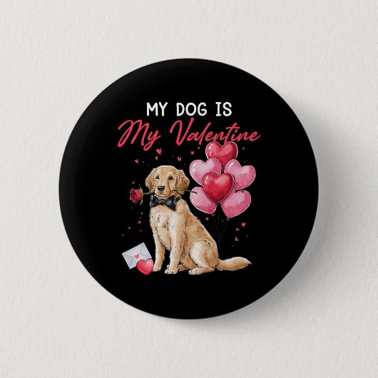 Valentinstag Lustiger Hundebesitzer Herz Bylloon L Button (Vorderseite)
