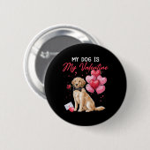 Valentinstag Lustiger Hundebesitzer Herz Bylloon L Button (Vorne & Hinten)
