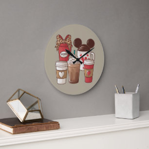 Valentinstag Lustiger Latte Kaffee Liebhaber  Große Wanduhr