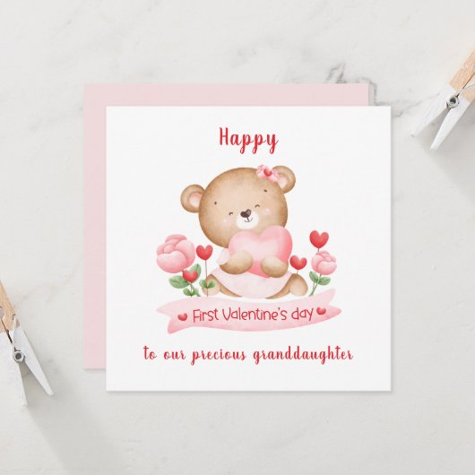 Valentinstag Mädchen rosa Valentinstag Tageskarte Karte (Vorderseite/Rückseite Beispiel)