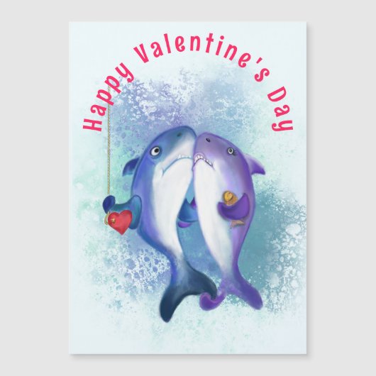 Valentinstag Magtnetikkarte Couple Shark Liebe Magnetkarte (Vorderseite)