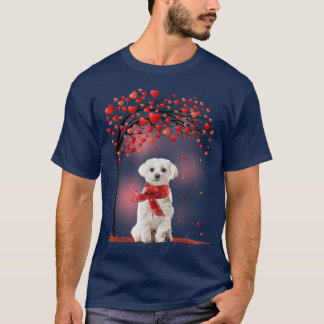 Valentinstag Maltese Dog Tree Herz Welpe Dog Lo T-Shirt