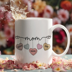 Valentinstag Mama Kinder nennen Süßes Herz Kaffeetasse
