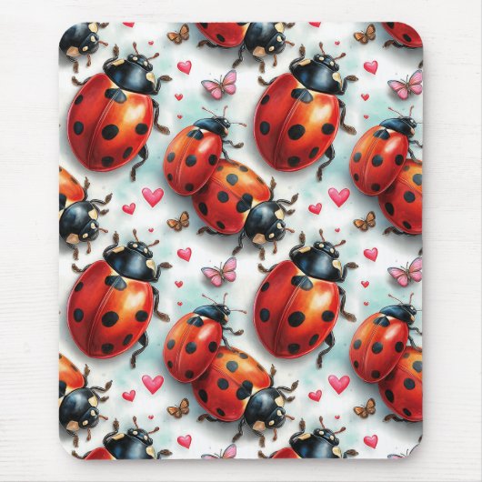Valentinstag-Marienkäfer-Liebesmuster Mousepad (Vorne)