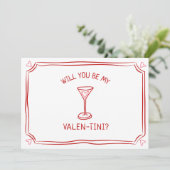 Valentinstag Martini Whimsical Rot und Rosa Karte (Stehend Vorderseite)