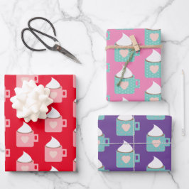 Valentinstag Mattiert Campfire Tasse Muster Geschenkpapier Set