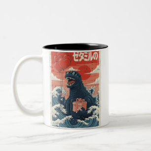 Valentinstag-Meeresmonster-Japanische Welle Männer Zweifarbige Tasse