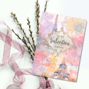 Valentinstag Meine Liebe Eiffelturm Aquarell Karte