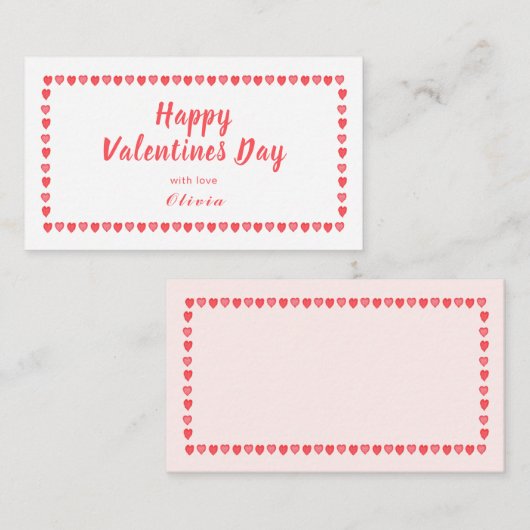 Valentinstag Mini Mitteilungskarte (Vorne/Hinten)