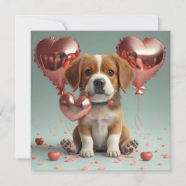 Valentinstag mit einem niedlichen kleinen Hund Feiertagskarte