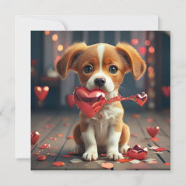 Valentinstag mit einem niedlichen kleinen Hund Feiertagskarte