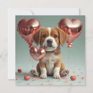 Valentinstag mit einem süßen kleinen Hund Feiertagskarte