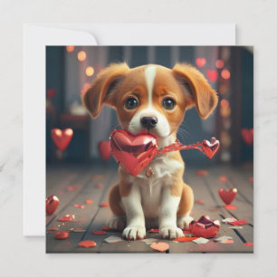 Valentinstag mit einem süßen kleinen Hund Feiertagskarte