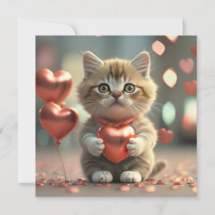 Valentinstag mit einer niedlichen kleinen Katze Feiertagskarte