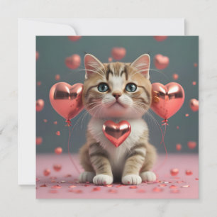 Valentinstag mit einer niedlichen kleinen Katze Feiertagskarte