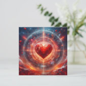 Valentinstag mit großem rotem Herzen Feiertagskarte (Stehend Vorderseite)