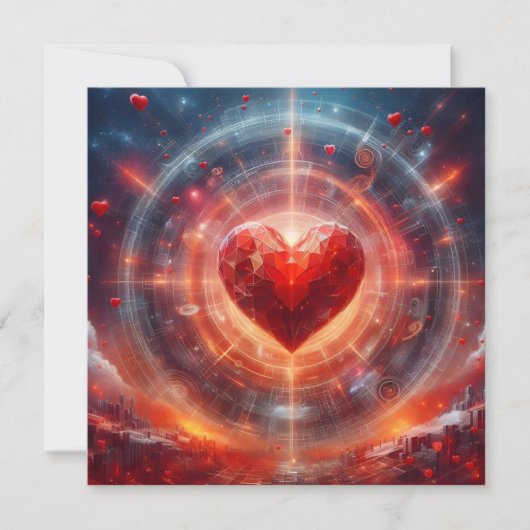 Valentinstag mit großem rotem Herzen Feiertagskarte (Vorderseite)