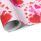 Valentinstag mit hübschem Rosa und Rotem Herzen Geschenkpapier (Rolleneckpunkt)