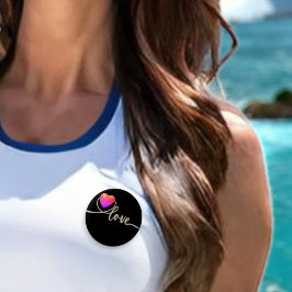 Valentinstag mit Kanarienvogel Button