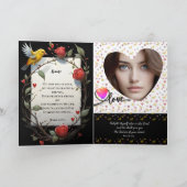 Valentinstag mit Kanarienvogel Feiertagskarte (Innenseite)