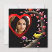 Valentinstag mit Kanarienvogel Feiertagskarte (Vorderseite)