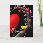 Valentinstag mit Kanarienvogel Feiertagskarte (Vorderseite)