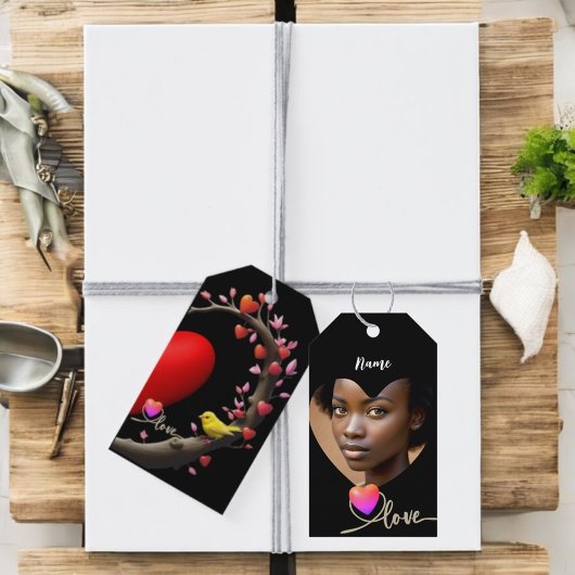 Valentinstag mit Kanarienvogel Geschenkanhänger